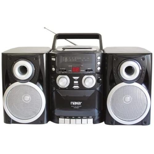 NAXA Electronics NPB-426 Portable CD Player with AM/FM Stereo Radio, Cassette Player/Recorder and Twin Detachable Speakers