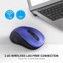 WisFox 2.4G Wireless Mouse for Laptop, Ergonomic Computer Mouse with USB Receiver and 3 Adjustable Levels, 6 Button Cordless Mouse Wireless Mice for Windows Mac PC Notebook (Blue)