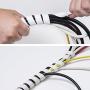 D-Line CTW2.5W Cable Management Wrap Cable Organiser | Tidy Cables, Cords & Wires in Home/Office | 2.5m Length, expands Around Cables 10-40mm, White