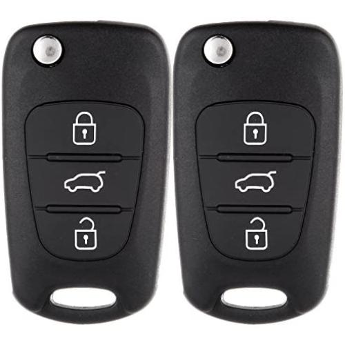 SCITOO 2pcs 3 Buttons Key Fob Keyless Entry Remote Shell Case & Pad Replacement for Kia Soul Rio Rondo Sportage 2007-2013