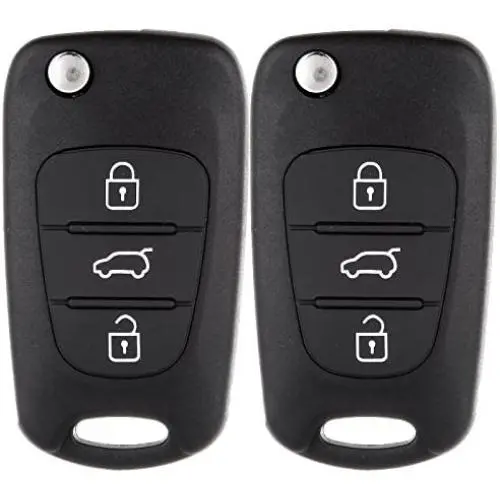 SCITOO 2pcs 3 Buttons Key Fob Keyless Entry Remote Shell Case & Pad Replacement for Kia Soul Rio Rondo Sportage 2007-2013