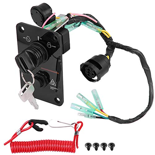 Qiilu Main Ignition 12V Key Switch Assy Single Key Switch Panel Assembly for Yamaha Outboard Yacht 704-82570-12-00 704-82570-11-00