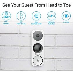 EZVIZ WiFi Video Doorbell, Night Vision, Two-Way Talk, PIR Motion Detection, Weather Proof, 180° Vertical FOV, Free 3-hour Cloud Storage(DB1)