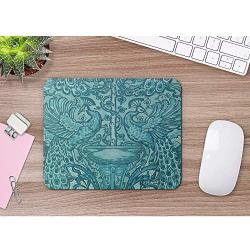 Moslion Peacock Mouse Pad Mascot Animal Totem Victorian Flowers Lucky Teal Blue Gaming Mouse Mat Non-Slip Rubber Base Thick Mousepad for Laptop Computer PC 9.5x7.9 Inch