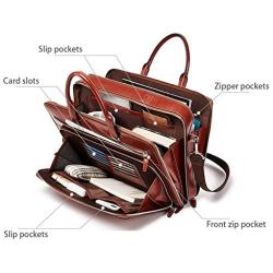 BOSTANTEN Leather Briefcase Shoulder 15.6 ''Laptop Business Vintage Slim Messenger Bags for Men & Women Brown