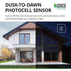 Sunco Lighting 4 Pack PAR30 LED Bulb, Dusk-to-Dawn Photocell Sensor, 11W=75W, 2700K Soft White, 850 LM, Waterproof, Auto On/Off Outdoor Security Spotlight - UL