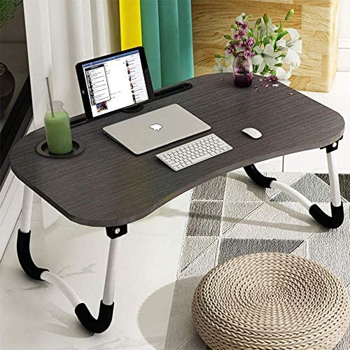 Laptop Desk, Astory Portable Laptop Bed Tray Table Notebook Stand Reading Holder with Foldable Legs & Cup Slot for Eating Breakfast, Reading Book, Watching Movie on Bed/Couch/Sofa (Black)