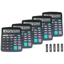 GAONA Basic Calculator 12 Digit Dual Power Large LCD Display Sensitive Button for Office, Primary School, Market or Home Use (Black)