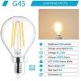 Ascher E12 Candelabra LED Light Bulbs 60 Watt Equivalent, 550 Lumens, Warm White 2700K, Decorative G45 LED Globe Bulbs, Filament Clear Glass, Non-Dimmable, Pack of 5