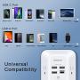 USB Wall Charger, Surge Protector, 5 Outlet Extender with 4 USB Charging Ports ( 1 USB C Outlet, 4.5A Total) 3-Sided 1800J Power Strip Multi Plug Outlets Wall Adapter Spaced for Home Travel Office