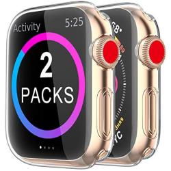 BRG Case for Apple Watch Series SE 6 5 4 3 Screen Protector 40mm 44mm 38mm 42mm,[2 Pack] Soft TPU HD Clear Ultra-Thin Overall Protective Cover Case