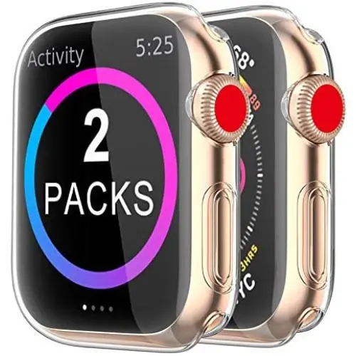 BRG Case for Apple Watch Series SE 6 5 4 3 Screen Protector 40mm 44mm 38mm 42mm,[2 Pack] Soft TPU HD Clear Ultra-Thin Overall Protective Cover Case
