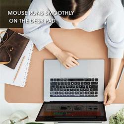 Bedsure Genuine Leather Desk Pad, Office Desk Mat Blotter on top of desks, Large Computer Desk Mat, Waterproof Non Slip Pink Beige Desk Pad Protector for Office and Home (Bronze, 15.7x31.5 inches)