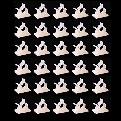 Viaky 30 Pieces White Adjustable Cable Clips Self-Adhesive Desk Organizer Nylon Wire Management Wire Holder