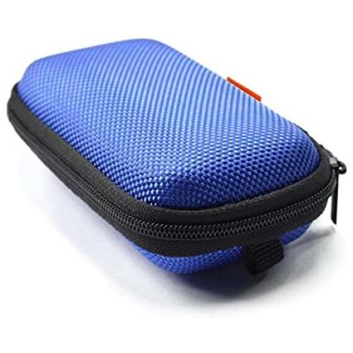 GLCON Rectangle Shaped Portable Protection Hard EVA Case,Mesh Inner Pocket,Zipper Enclosure Durable Exterior,Lightweight Universal Carrying Bag Wired/Bluetooth Headset Charger Change Purse (Blue)