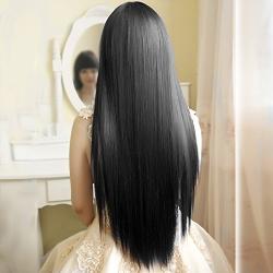 Topbuti Black Long Straight Anime Supia-Yisol Cosplay Wigs 80cm