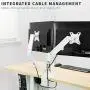 VIVO Articulating Dual 17 to 27 inch Pneumatic Spring Arm Clamp-on Desk Mount Stand, Fits 2 Monitor Screens with Max VESA 100x100, White, STAND-V102OW VIVO Articulating Dual 17 to 27 inch Pneumatic Spring Arm Clamp-on Desk Mount Stand, Fits 2 Monitor Screens with Max VESA 100x100, White, STAND-V102OW