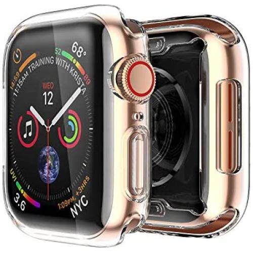Smiling Case Compatible with Apple Watch Series 6/ SE/Series 5/ Series 4 with built in Screen Protector 40mm,Overall Protective TPU Clear Case(2 pack)