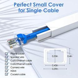 One-Cord Channel Cable Concealer - CMC-03 Cord Cover Wall Cable Management System - 125'' Cable Hider Raceway Kit for a Power Cord, Ethernet Cable, Speaker Wire - 8X L15.7in, W0.59in H0.4in, White