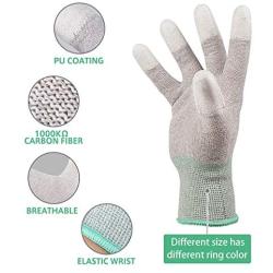 ESD Anti static gloves for PC building,carbon fiber PU coated finger anti-static gloves, to protect the safety of computer installation and repair(Large 2 Pairs)