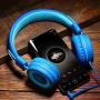 Kids Headphones-Noot Products K11 Foldable Stereo Tangle-Free 5ft Long cord 3.5mm Jack Plug in Wired On-Ear Headset for iPad/Amazon Kindle,Fire/Boy/Girl/School/Laptop/Travel/Plane/Tablet(Skyline blue)