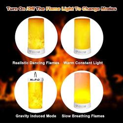 LED Flame Effect Light, CFGROW USB Rechargeable Battery Operated Flame Lamp, Fireplace Light with Remote & Timer,Waterproof Dimmable 4 Modes Flameless Candle Light for Room Party Bar Decor 2 PCS