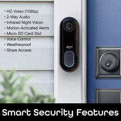Geeni Video Doorbell | HD 1080p Video Quality, Weather-Resistant, 2-Way Audio | Motion Detection and Alerts | Easy Installation (Existing Doorbell Wiring Required) | Requires 2.4GHz WiFi | Black