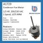 A1729, 1/3 HP Condenser Fan Motor 1075RPM, 2.4AMP