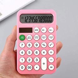 Monique 12 Digit Display Solar Dual Power Calculator Mini Portable Hand-held Calculator Pink