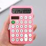 Monique 12 Digit Display Solar Dual Power Calculator Mini Portable Hand-held Calculator Pink