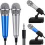 Mini Microphone, Mini Karaoke Vocal and Recording Microphone Portable for iPhone ipad Laptop Android-Tiny Microphone Ideal for Kids (Blue and Silver)…