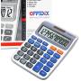 OFFIDIX Desk Calculators Office Desktop Calculator,Solar and Battery Dual Power Electronic Calculator Portable 12 Digit Large LCD Display Calculator Handheld Calculator (Dark Blue)