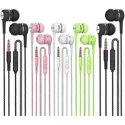 Earbuds Headphones with Microphone 5 Pack, Earbuds Wired Stereo Earphones in-Ear Headphones Bass Earbuds, Compatible with iPhone and Android Smartphones, iPod, iPad, MP3 Players, Fits Most 3.5mm Jack