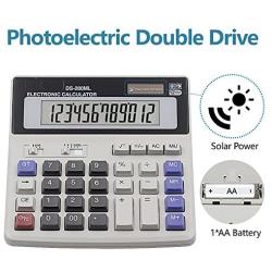 Calculator, Basic Desktop Calculator, Solar Battery Dual Power with 12-Digit Large LCD Display and Large Computer Keys Office Calculator by Ebristar (Battery Included)