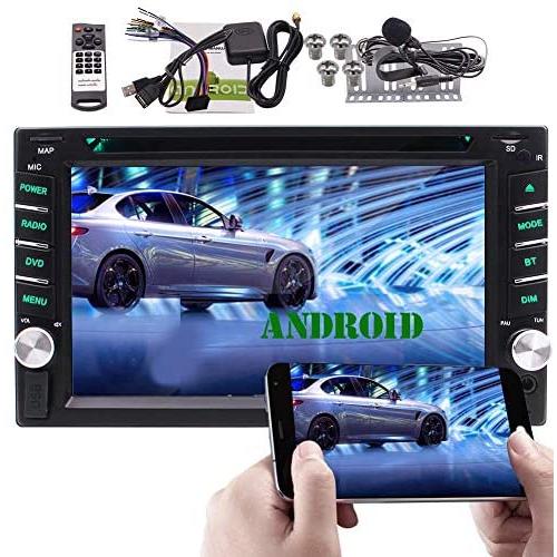 Android Car Stereo DVD Bluetooth Head Unit Double Din in Dash 6.2 inch Auto Radio Digital Media System Support WiFi Mirrorlink/Carplay USB SD MP3/MP4 1080P Equalizer Subwoofer External Microphone