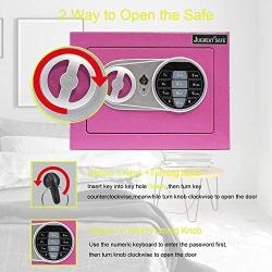 JUGREAT Security Safe Box with Induction Light,Electronic Digital Securit Safe Steel Construction Hidden with Lock，Wall or Cabinet Anchoring Design for Home Office Hotel Gun Passport Cash(Pink)