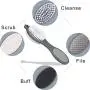 CLEEDY Foot File Callus Remover – Multifunction Pedicure Tools, Professional Foot Scrubber, 4-in-1 Foot Paddle with Pumice Stone, Foot Rasp, Brush & Emery File (Grey Foot Paddle)