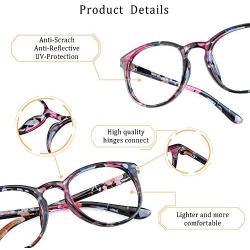 LifeArt Blue Light Blocking Glasses, Anti Eyestrain, Computer Reading Glasses, Gaming Glasses, TV Glasses for Women, Anti UV, Anti Glare (Floral, No Magnification)