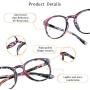 LifeArt Blue Light Blocking Glasses, Anti Eyestrain, Computer Reading Glasses, Gaming Glasses, TV Glasses for Women, Anti UV, Anti Glare (Floral, No Magnification)