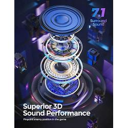 Mpow EG10 PC Gaming Headset for PS4,PS5,PC,Xbox One,Switch -7.1 Surround Sound Headset with Microphone,Noise Cancelling,LED Light,Soft Earmuffs,Gaming Headphone with Microphone for PC Headset