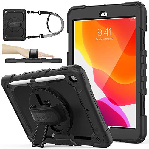 SEYMAC stock Case Compatible with iPad 8th/7th Generation 10.2 inch 2020/2019 (Black)