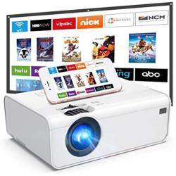 WiFi Projector, Uyole Mini Projector with 100 Projector Screen, Native 1280x720P Outdoor Movie Projector, 1080P Supported, Wireless Mirroring via WiFi/USB Cable for iPhone/Android/PC/TV/PS5