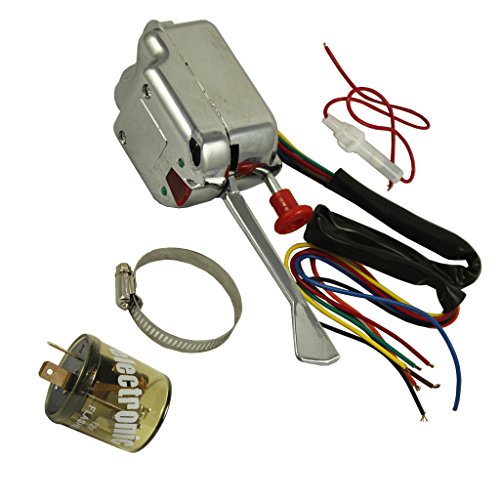 JDMSPEED New Chrome 12V Universal Street Hot Rod Turn Signal Switch with Flasher Replacement for Ford GM