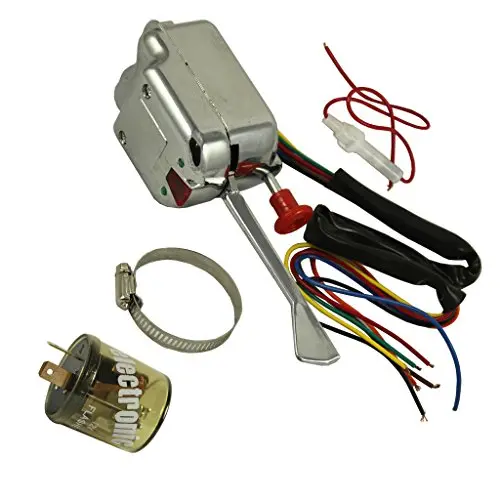 JDMSPEED New Chrome 12V Universal Street Hot Rod Turn Signal Switch with Flasher Replacement for Ford GM