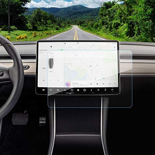 Carwiner Tesla Model 3/Y HD Screen Protector 15'' Center Control Touch Screen Car Navigation Tempered Clear Glass Accessories 9H Anti-Glare Anti-Fingerprint Shock Resistant (HD)