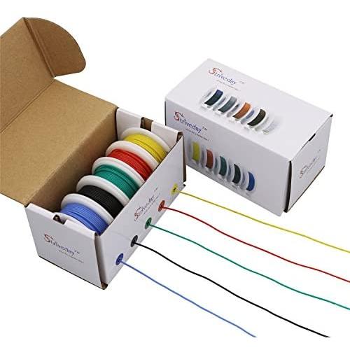 Striveday 30 AWG Flexible Silicone Wire Electric Wire 30 Gauge Coper Hook Up Wire 300V Cables Electronic Stranded Wire Cable Electrics DIY Box-1