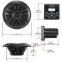 BOSS Audio Systems MCKGB450B.6 Weatherproof Marine Gauge Receiver and Speaker Package - IPX6 Receiver, 6.5 Inch Speakers, Bluetooth Audio, USB MP3, AM FM, NOAA Weather Band Tuner, No CD Player, Black