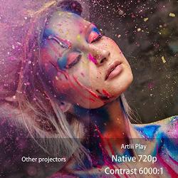 Android TV 9.0 Portable Projector，Artlii Play Smart WiFi Bluetooth Projector with Built-in Netflix, Disney+, Hulu,1080p Support Projector ,±45°4D Keystone Correction, HiFi Dolby Stereo,