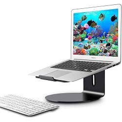 MagicHold Ergonomic Aluminum Laptop Stand - 360-Degree Swivel, Rubber Cushion - Cable Organizing Hole, Space-Saving C-Shaped Design - Made for 11-17 Inch Computers - 11lb Weight Capacity - Dark Grey