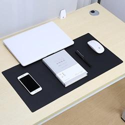 KINGFOM Desk Mat Pad Blotter Protector 23.6'' x 11.8'', PU Leather Desk Mat Laptop Keyboard Mouse Pad with Comfortable Writing Surface Waterproof (Black)